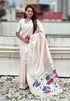 Pearl White Pastel Zari Woven Peacock Lotus Paithani Silk Saree Paithani Saree Anant Tex Exports Pvt.Ltd..