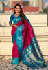 Dark Pink South Traditional Tilak Contrast Soft Silk Zari Woven Saree Soft Silk Saree Anant Tex Exports Pvt.Ltd..