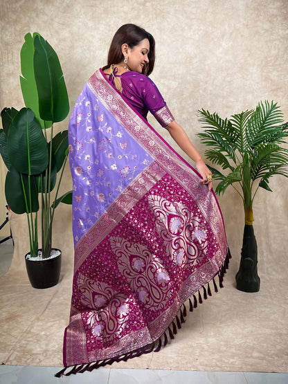 Lavender Banarasi Jaal Zari Woven Silk Banarasi Saree Banarasi Silk Saree Anant Tex Exports Pvt.Ltd..