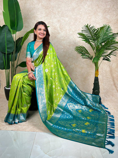 Pista Green Banarasi Jaal Zari Woven Silk Banarasi Saree Banarasi Silk Saree Anant Tex Exports Pvt.Ltd..