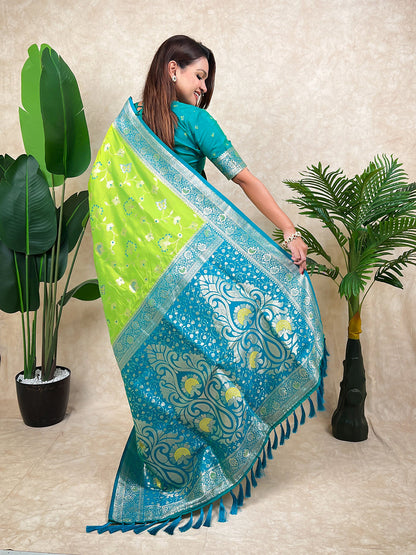 Pista Green Banarasi Jaal Zari Woven Silk Banarasi Saree Banarasi Silk Saree Anant Tex Exports Pvt.Ltd..