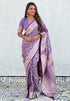 Lavender Banarasi Satin Silk Zari Banarasi Saree Panetar Saree Anant Tex Exports Pvt.Ltd..