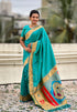 Aqua Blue Zari Woven Mahalaxmi God Paithani Silk Saree Paithani Saree Anant Tex Exports Pvt.Ltd..