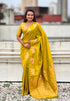 Mehendi Green Pure Soft Silk Dual Zari with Nandi Border Saree 