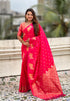 Pink Pure Soft Silk Dual Zari with Nandi Border Saree 