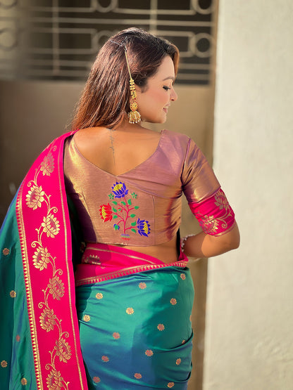 Green Soft Silk Lotus Paithani Saree Paithani Saree Anant Tex Exports Pvt.Ltd..