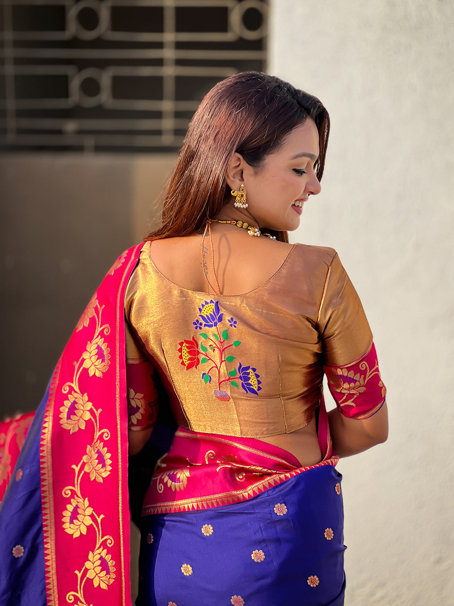 Violet Soft Silk Lotus Paithani Saree Paithani Saree Anant Tex Exports Pvt.Ltd..