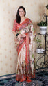 Red Soft Tussar Silk Pattachitra Traditional Printed Zari Tussar Saree Tussar Saree Anant Tex Exports Pvt.Ltd..