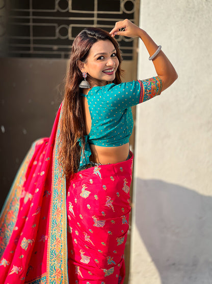 Pink Pure Viscose Silk Position Printed Traditional Saree Soft Silk Saree Anant Tex Exports Pvt.Ltd..
