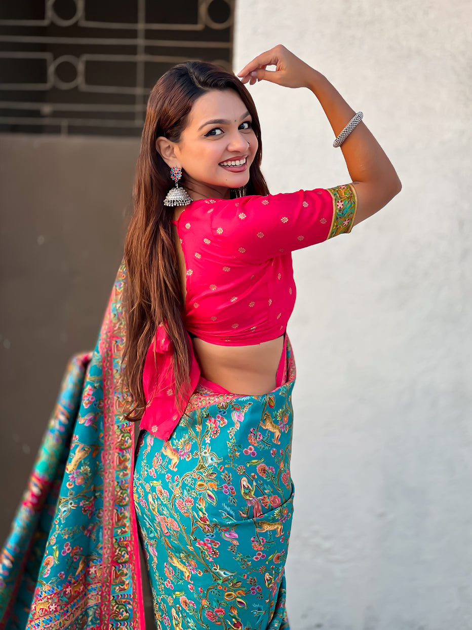 Rama Pure Viscose Silk Position Printed Traditional Saree Soft Silk Saree Anant Tex Exports Pvt.Ltd..