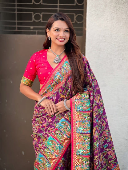 Wine Pure Viscose Silk Position Printed Traditional Saree Soft Silk Saree Anant Tex Exports Pvt.Ltd..