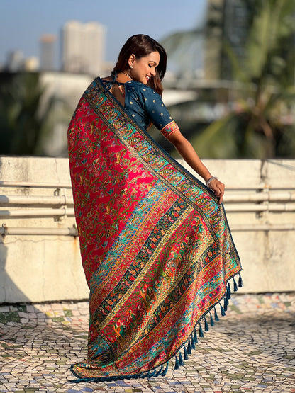 Pink Pure Viscose Silk Position Printed Traditional Saree Soft Silk Saree Anant Tex Exports Pvt.Ltd..