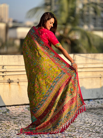 Mehendi Pure Viscose Silk Position Printed Traditional Saree Soft Silk Saree Anant Tex Exports Pvt.Ltd..