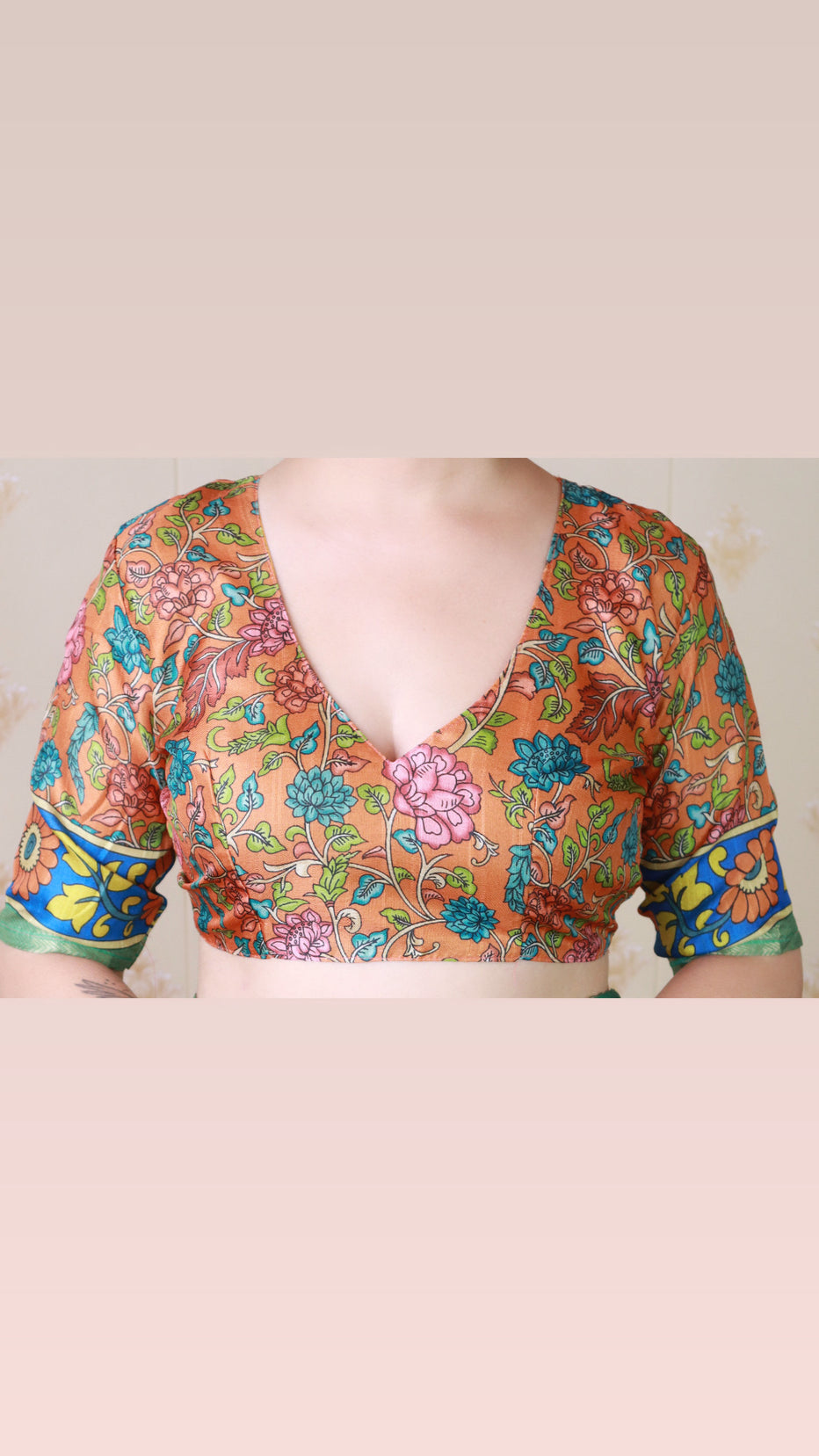 Sea Green Soft Tussar Silk Striped Kalamkari Printed Zari Tussar Saree