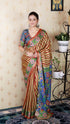 Brown Soft Tussar Silk Striped Kalamkari Printed Zari Tussar Saree Tussar Saree Anant Tex Exports Pvt.Ltd..