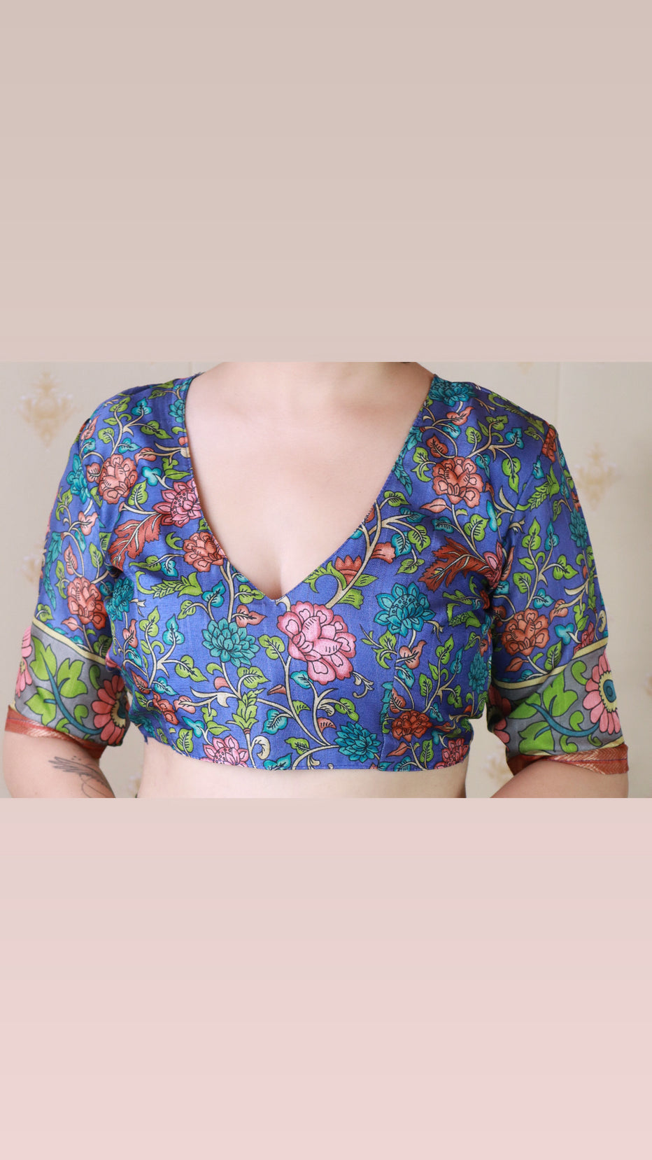 Brown Soft Tussar Silk Striped Kalamkari Printed Zari Tussar Saree