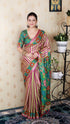 Pink Soft Tussar Silk Striped Kalamkari Printed Zari Tussar Saree Tussar Saree Anant Tex Exports Pvt.Ltd..