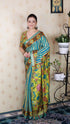 Blue Soft Tussar Silk Striped Kalamkari Printed Zari Tussar Saree Tussar Saree Anant Tex Exports Pvt.Ltd..