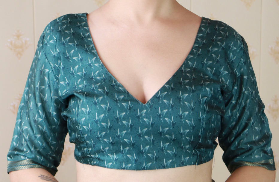 Blue Soft Tussar Silk Abstract Printed Zari Woven Saree Tussar Saree