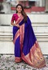 Violet Pure Gala Silk Paithani Pallu Kadiyal Zari Soft Silk Saree 