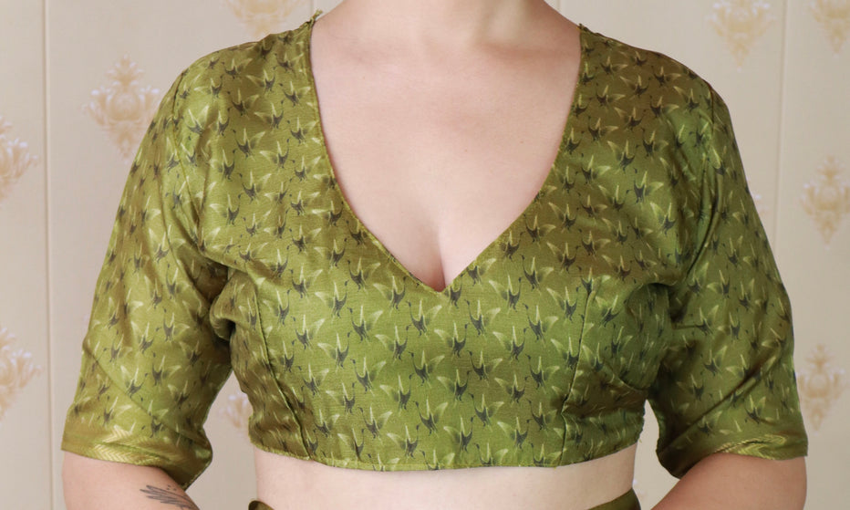 Green Soft Tussar Silk Abstract Printed Zari Woven Saree Tussar Saree