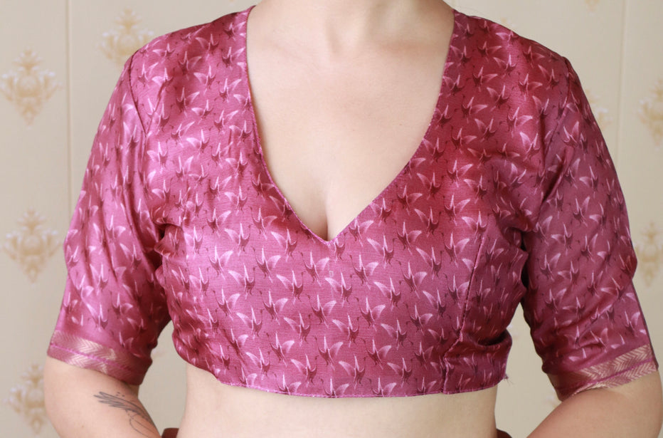 Pink Soft Tussar Silk Abstract Printed Zari Woven Saree Tussar Saree