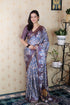 Grey Soft Tussar Silk Abstract Printed Zari Woven Saree Tussar Saree Tussar Saree Anant Tex Exports Pvt.Ltd..