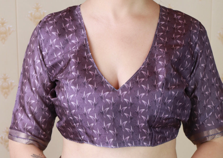 Grey Soft Tussar Silk Abstract Printed Zari Woven Saree Tussar Saree