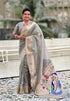 Grey Organza Paithani Zari Organza Saree Organza Saree Anant Tex Exports Pvt.Ltd..
