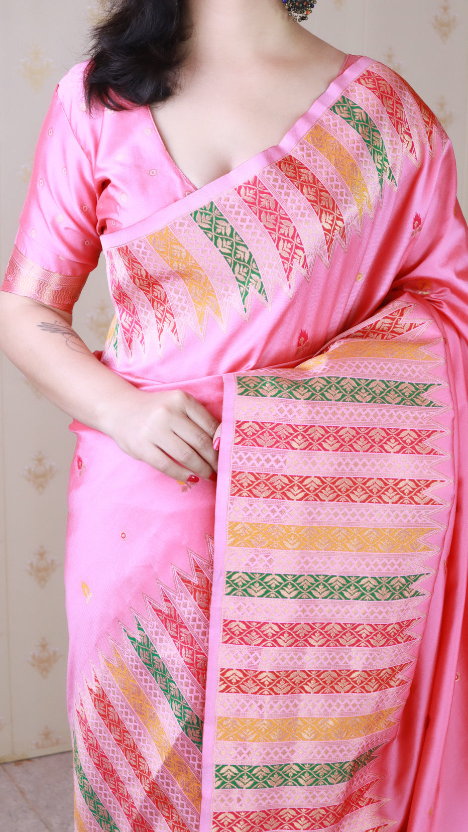Pink Soft Silk Meenakari Zari Woven Saree Banarasi Saree Anant Tex Exports Pvt.Ltd..