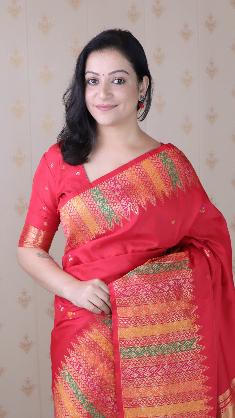 Red Soft Silk Meenakari Zari Woven Saree Banarasi Saree Anant Tex Exports Pvt.Ltd..