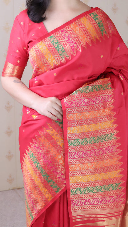 Red Soft Silk Meenakari Zari Woven Saree Banarasi Saree Anant Tex Exports Pvt.Ltd..