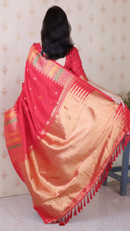 Red Soft Silk Meenakari Zari Woven Saree Banarasi Saree Anant Tex Exports Pvt.Ltd..