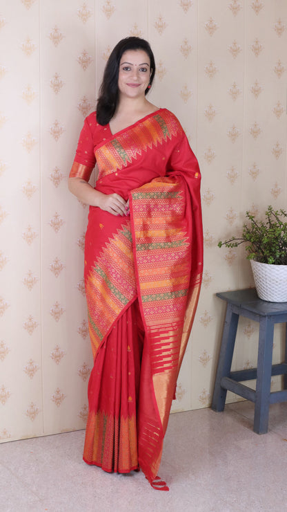Red Soft Silk Meenakari Zari Woven Saree Banarasi Saree Anant Tex Exports Pvt.Ltd..