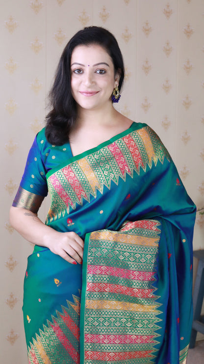 Green Soft Silk Meenakari Zari Woven Saree Banarasi Saree Anant Tex Exports Pvt.Ltd..