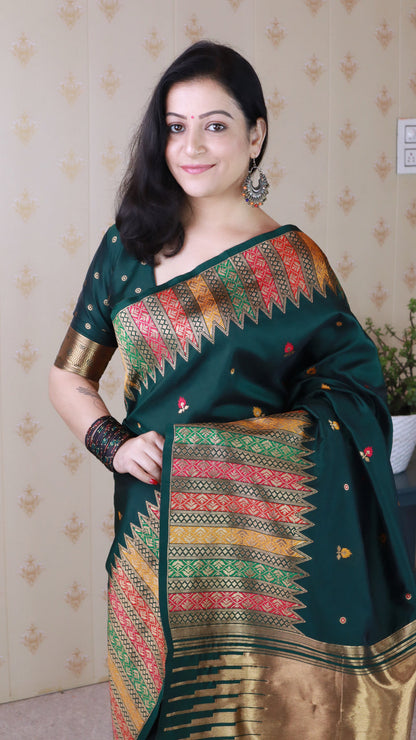 Bottal Green Soft Silk Meenakari Zari Woven Saree Banarasi Saree Anant Tex Exports Pvt.Ltd..