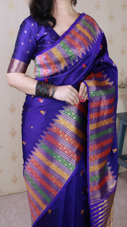 Violet Soft Silk Meenakari Zari Woven Saree Banarasi Saree Anant Tex Exports Pvt.Ltd..