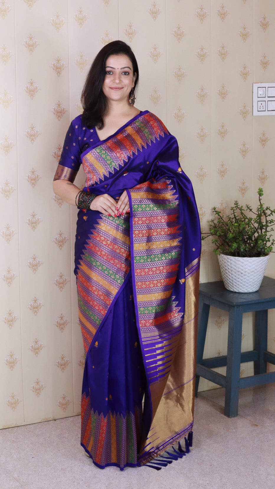 Violet Soft Silk Meenakari Zari Woven Saree Banarasi Saree Anant Tex Exports Pvt.Ltd..