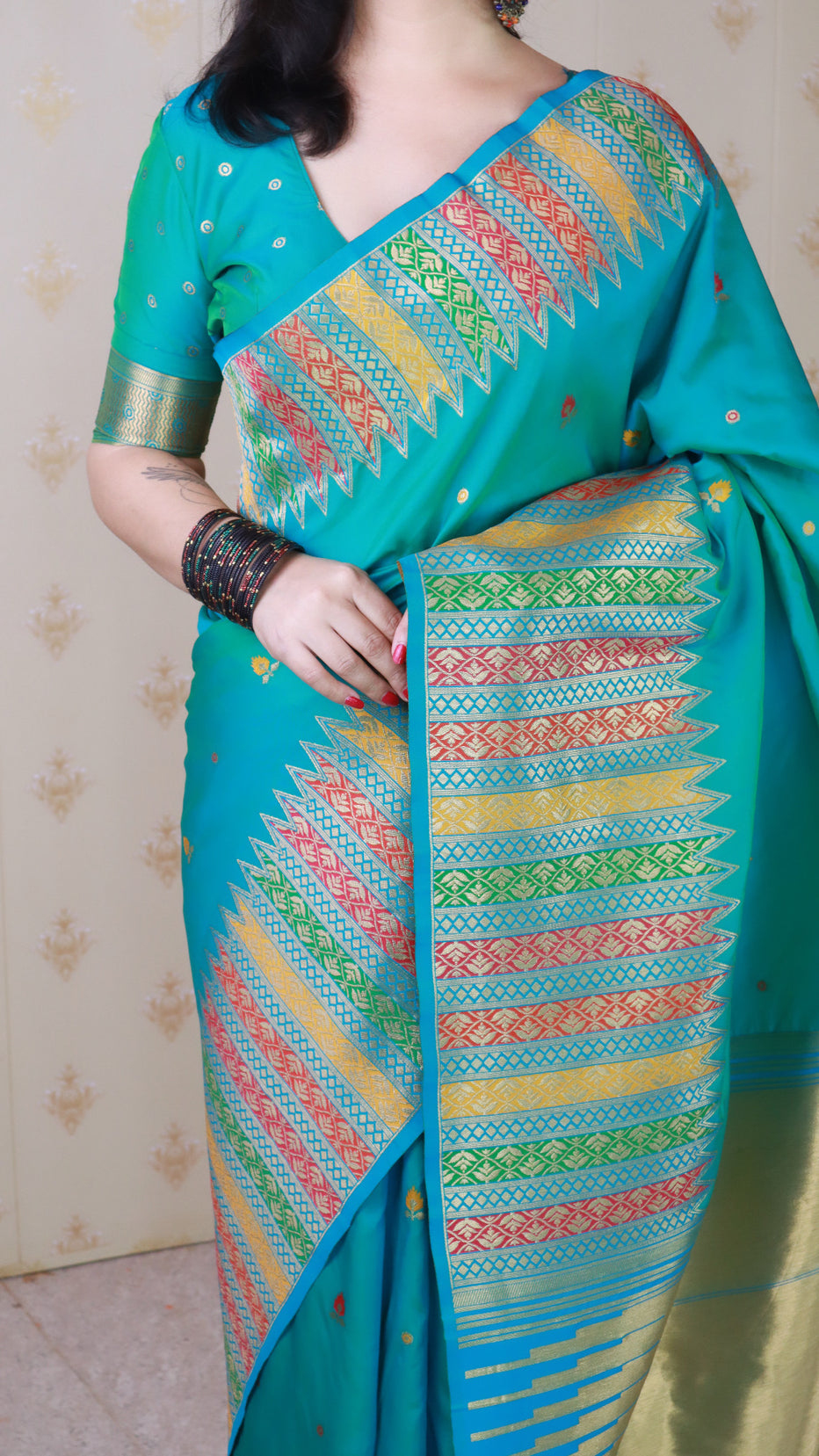 Aqua Blue Soft Silk Meenakari Zari Woven Saree Banarasi Saree Anant Tex Exports Pvt.Ltd..