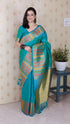 Aqua Blue Soft Silk Meenakari Zari Woven Saree Banarasi Saree Anant Tex Exports Pvt.Ltd..