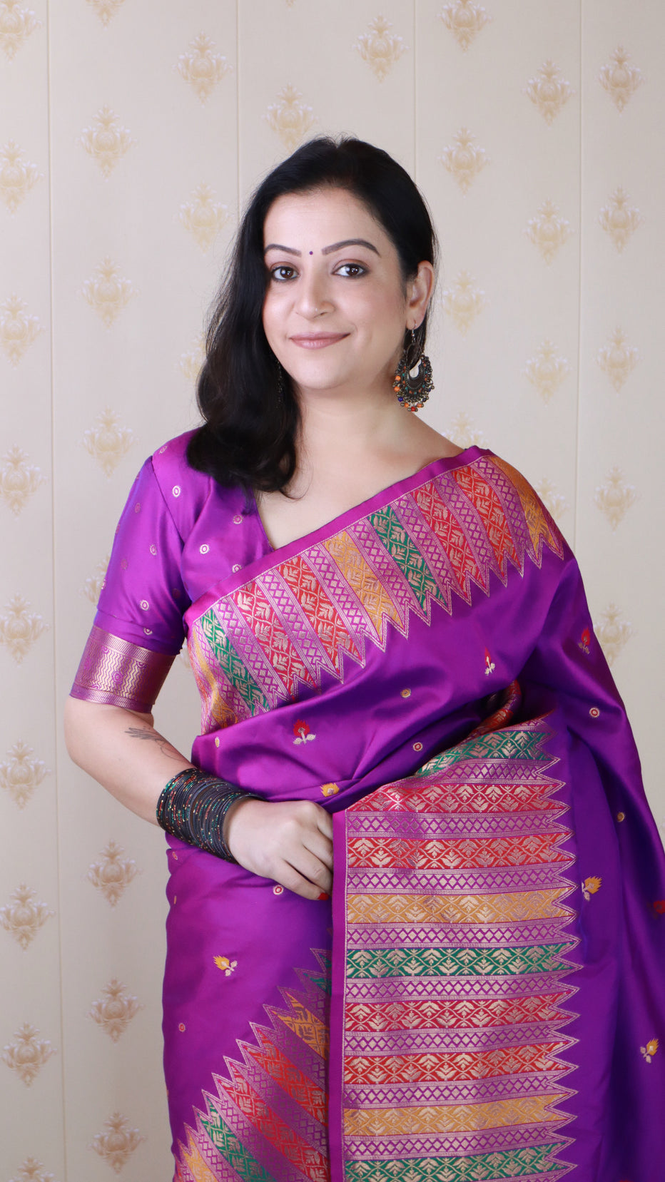 Purple Soft Silk Meenakari Zari Woven Saree Banarasi Saree Anant Tex Exports Pvt.Ltd..