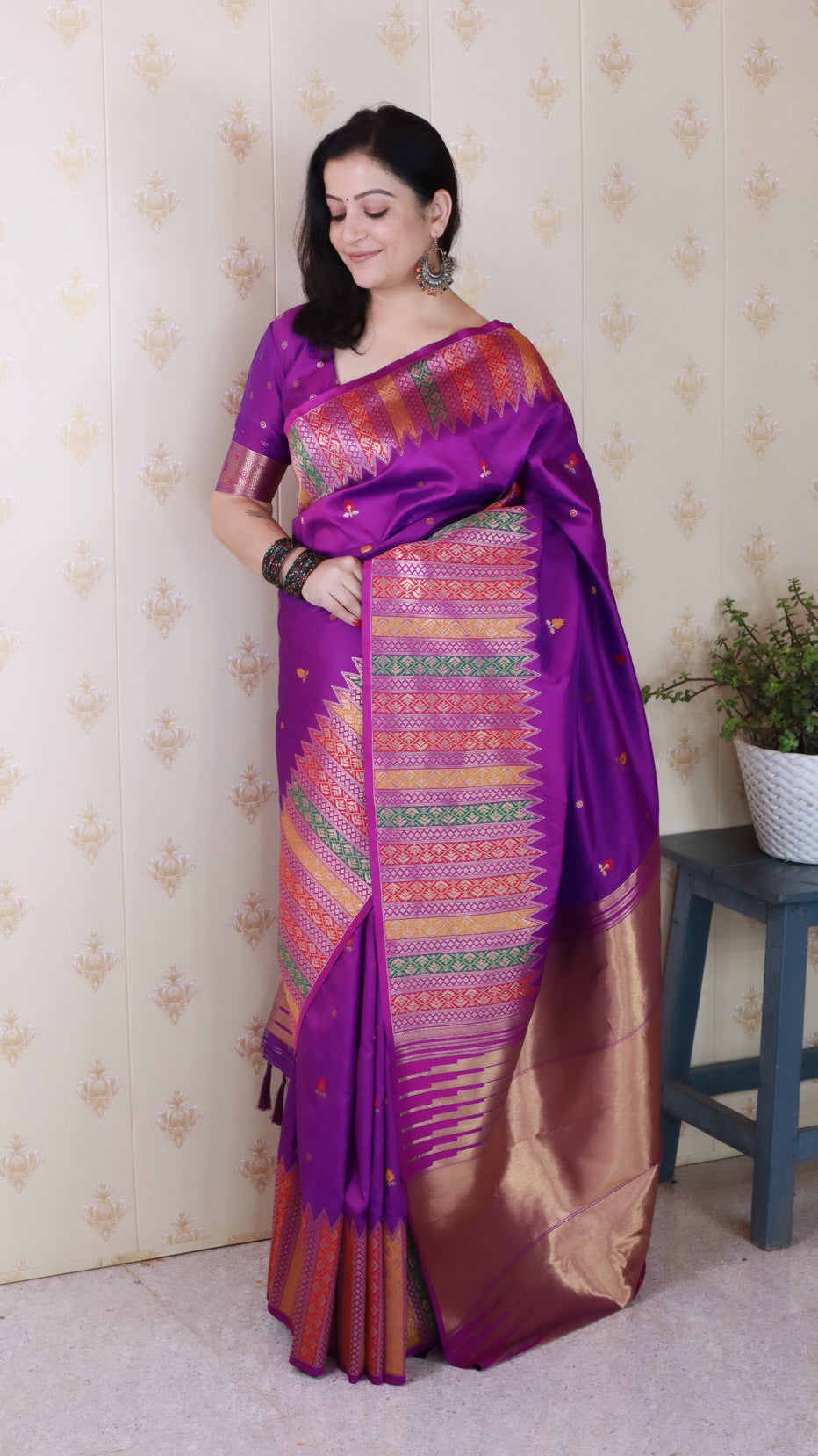 Purple Soft Silk Meenakari Zari Woven Saree Banarasi Saree Anant Tex Exports Pvt.Ltd..