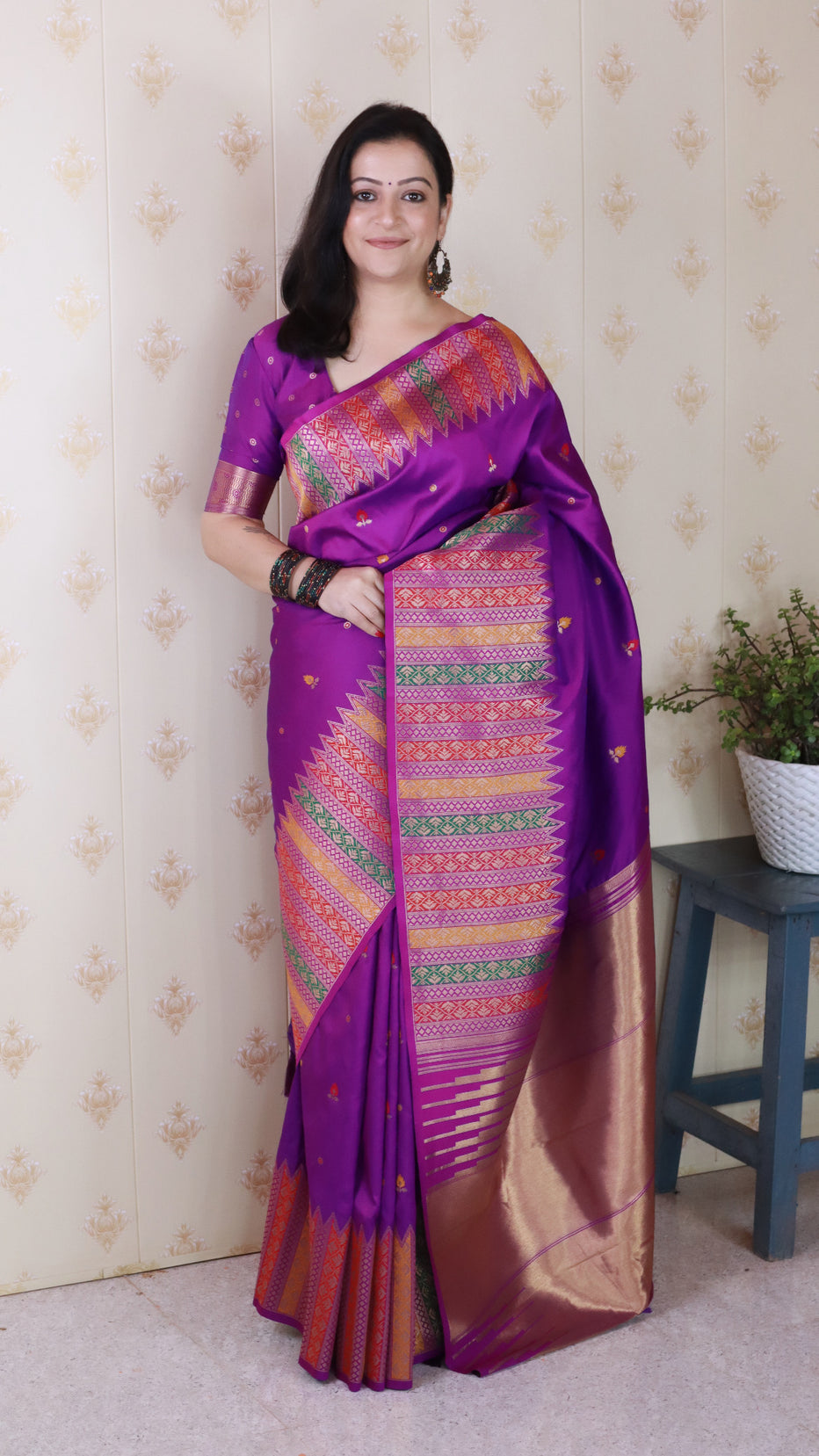 Purple Soft Silk Meenakari Zari Woven Saree Banarasi Saree Anant Tex Exports Pvt.Ltd..