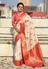 Cream Soft Silk with Flower Butta Meenakari Zari Woven Saree Banarasi Saree Anant Tex Exports Pvt.Ltd..