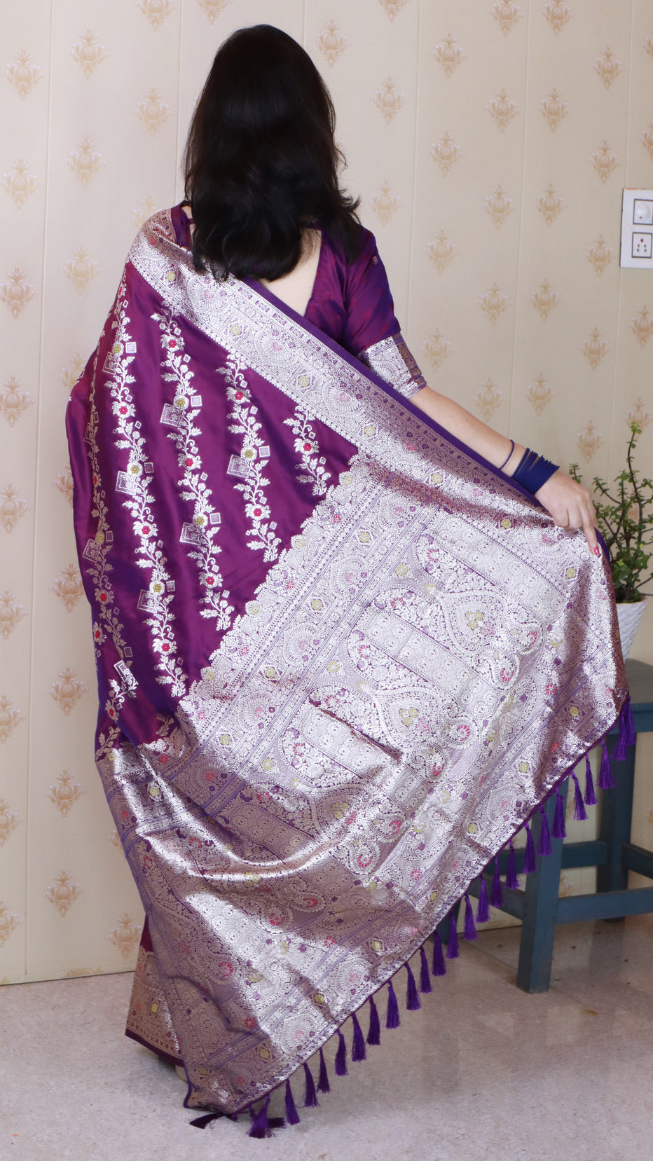 Purple Soft Silk Banarasi Jaal Meenakari Zari Banarasi Saree