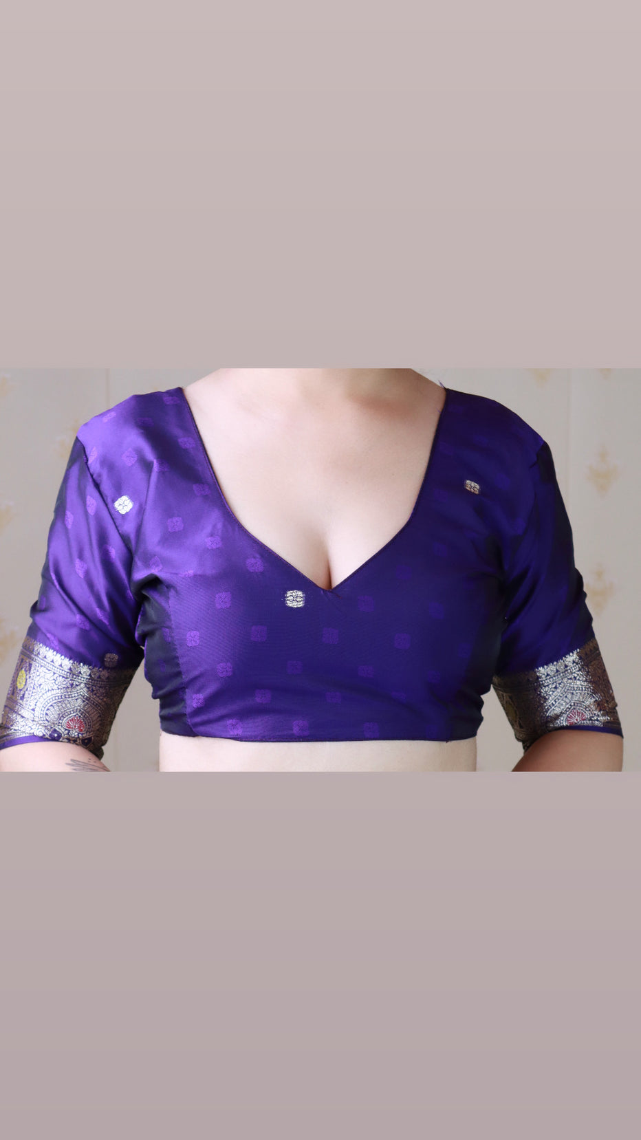 Violet Soft Silk Banarasi Jaal Meenakari Zari Banarasi Saree