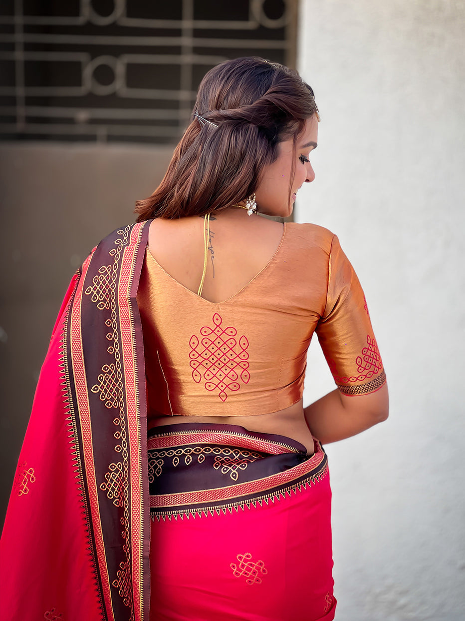 Pink Soft Silk Traditional Zari Contrast Soft Silk Saree Banarasi Saree Anant Tex Exports Pvt.Ltd..