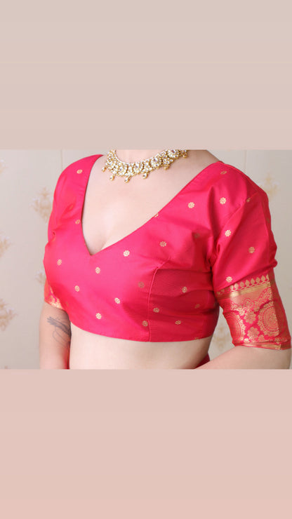 Pink Soft Silk Banarasi Multicolor Pallu Zari Woven Saree