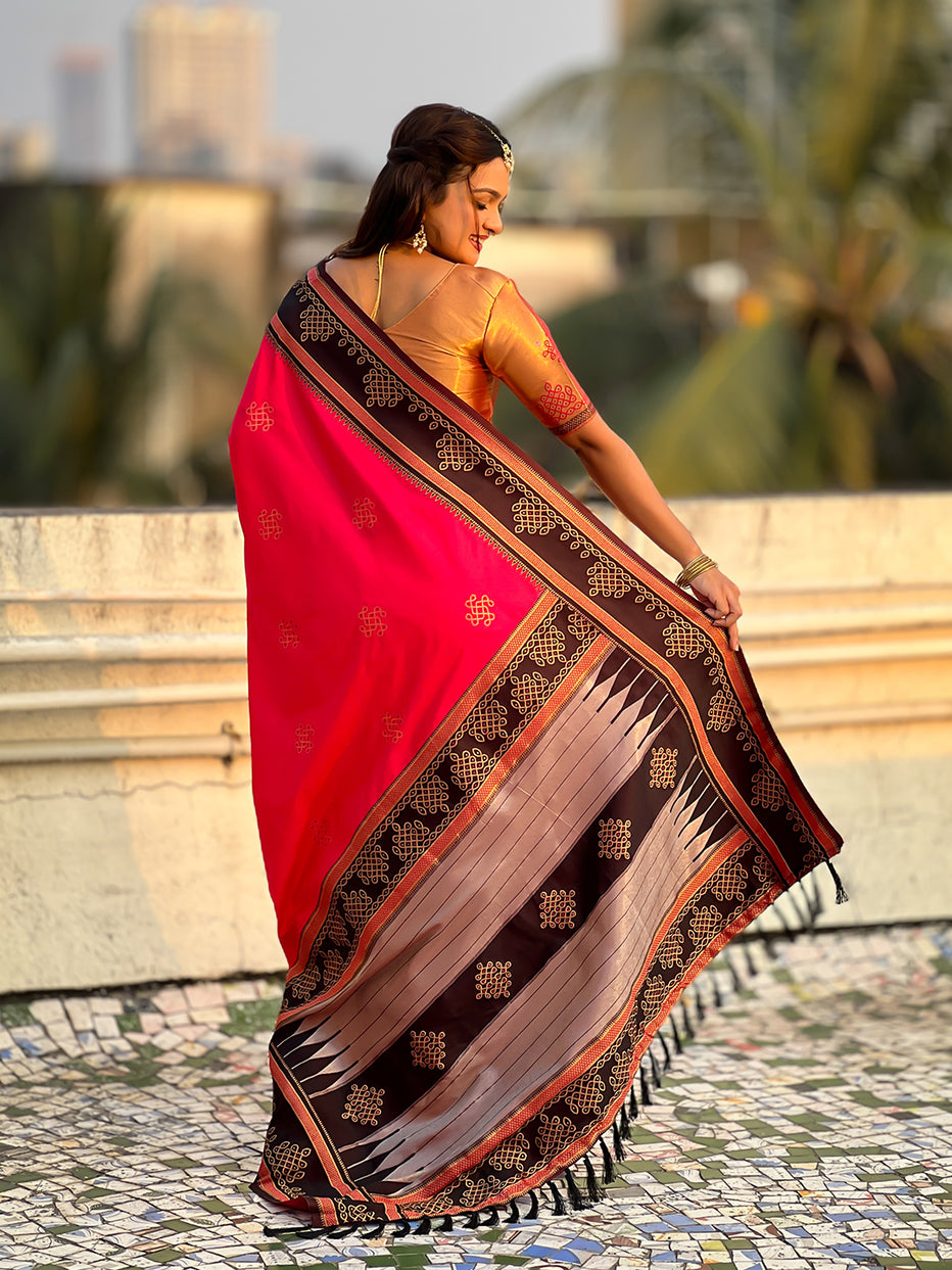 Pink Soft Silk Traditional Zari Contrast Soft Silk Saree Banarasi Saree Anant Tex Exports Pvt.Ltd..