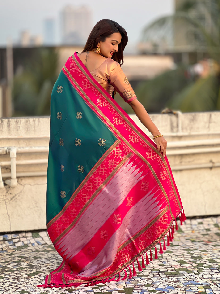 Green Soft Silk Traditional Zari Contrast Soft Silk Saree Banarasi Saree Anant Tex Exports Pvt.Ltd..